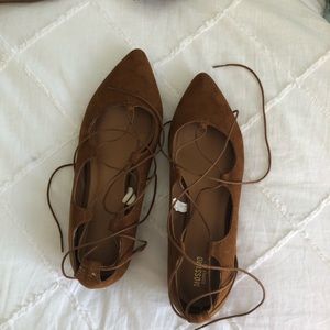 Cognac lace up flats